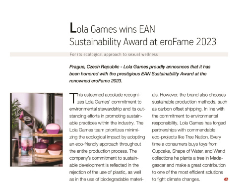 Lola Games Wins EAN Sustainability Award at EroFame 2023