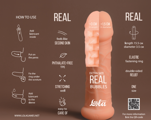 Penis sleeve Real Extra Size Bubbles 7014-01lola