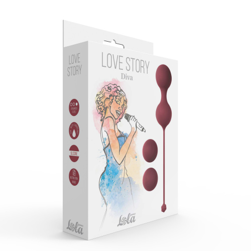 Vaginal Balls Set for Medium and Hard Level Love Story Diva Wine Red 3012-02lola