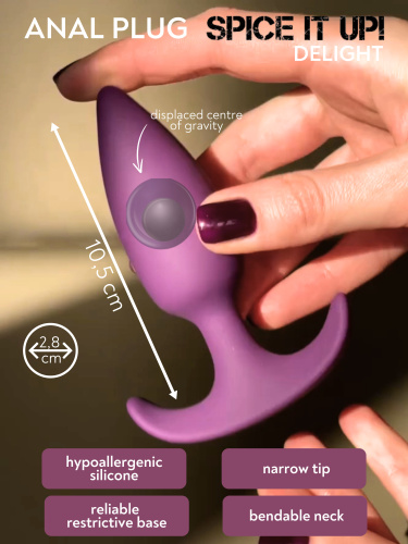 Anal plug with a misplaced centre of gravity Spice it up Delight Ultraviolet 8010-04lola