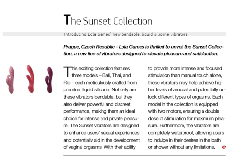 New Bendable, Liquid Silicone Vibrators: The Sunset Collection