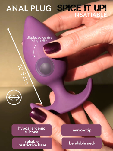 Anal plug with a misplaced centre of gravity Spice it up Insatiable Ultraviolet 8011-04lola