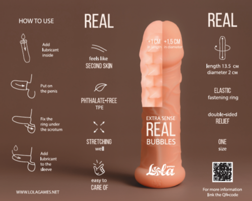 Penis sleeve Real Extra Sense Bubbles 7016-01lola